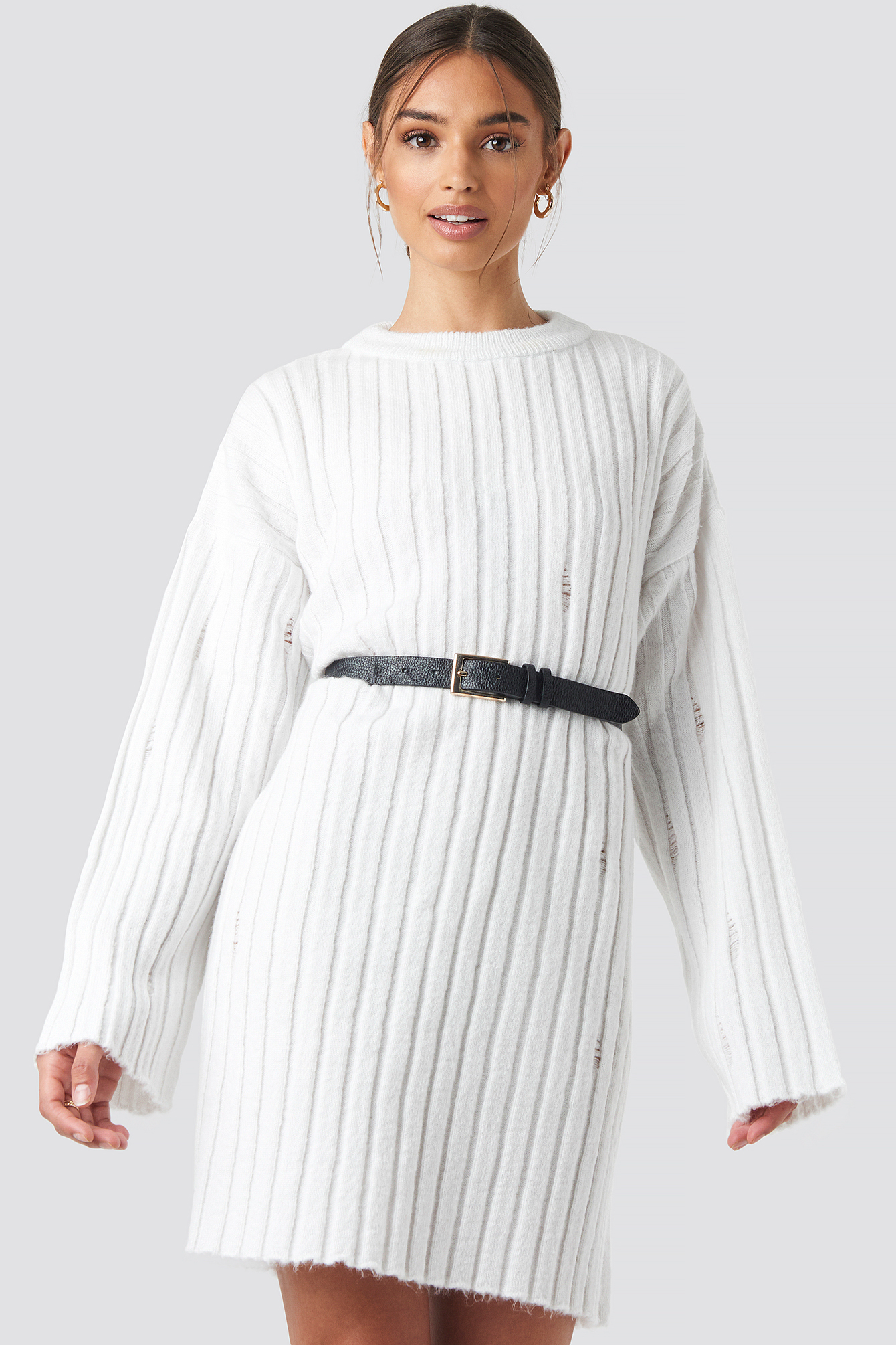 Oversized Sweater Dress White | na-kd.com